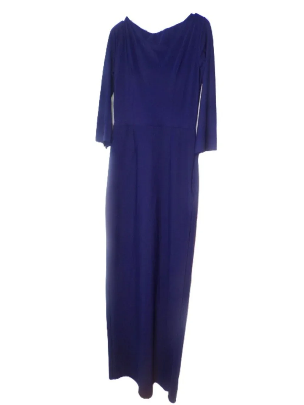 🆕CHIARA BONI Zalfa Ruched Faux Wrap Gown Dress 6 Navy Blue - Picture 13 of 13